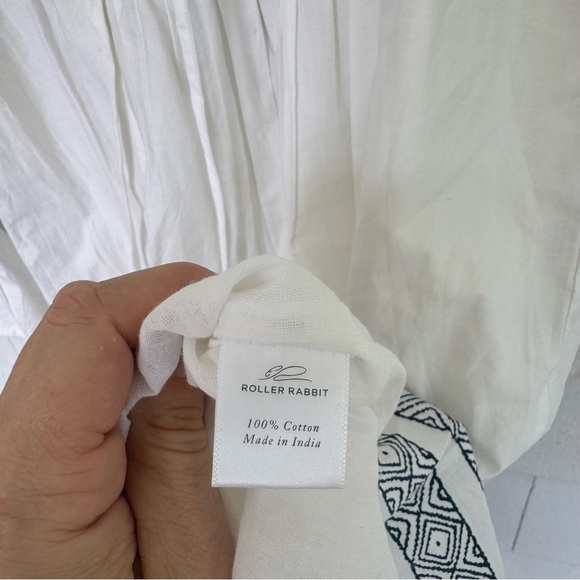 Roller Rabbit Mona Border Maricruz Dress Long Sleeve White Blue size XS - Picture 8 of 9